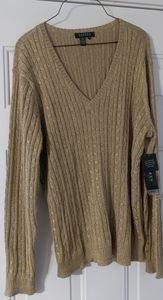 Ralph Lauren Women's Size 3x gold  glitter Vneck sweater NWT/SFPF home